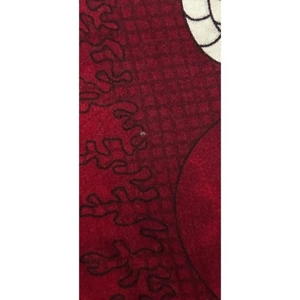 VTG Handmade Nautical Shell Starfish Dolphin Print Scarf Sarong Red Coastal Wrap